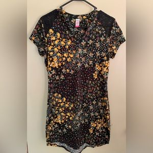 No Boundaries Mini Dress Floral Black Yellow & Red Junior Large 11-13